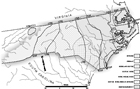 Map depicting the progress of European colonization in North Carolina.