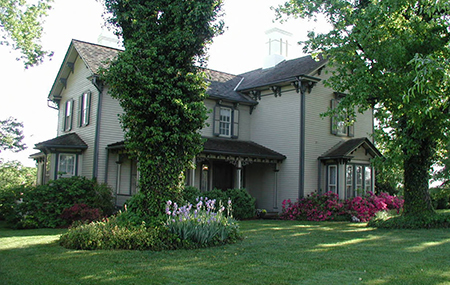 Photograph of the exterior front view of the Holt house - Oak Grove. Image from North Carolina Digital Collections.