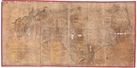 Jonathan Price and John Strother's "First Actual Survey," engraved by W. Harrison, published 1808. From the collections of the State Archives of North Carolina.  Presented on North Carolina Maps at the University of North Carolina at Chapel Hill. 