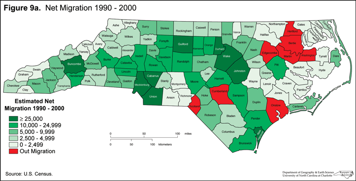 Figure 9a: Net Migration 1990 - 2000